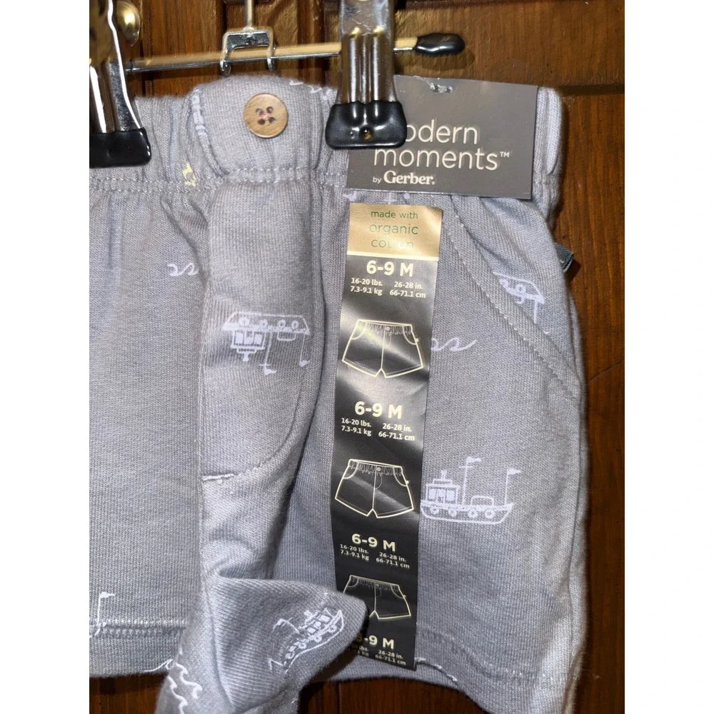 Modern Moments  Organic Cotton Nautical Boat T-Shirt and Shorts Set 6-9M